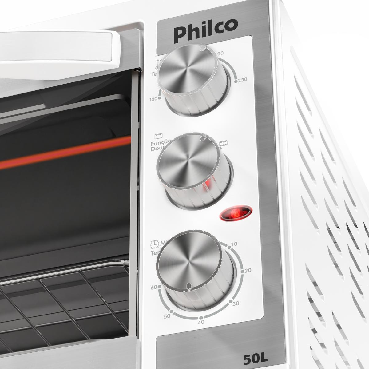 Forno Elétrico Branco Philco 50L Dupla Resistência PFE52B