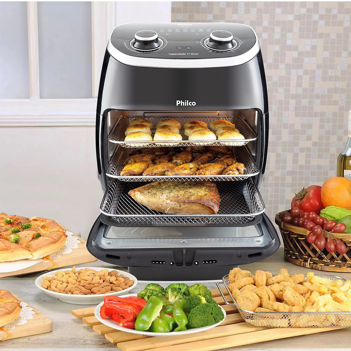 Air Fryer Oven Philco 11L 1700W 2 em 1 PFR2000P