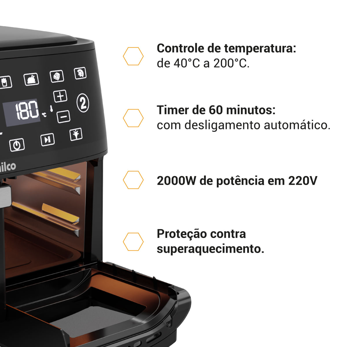 Air Fryer Philco 14L 4 em 1 Painel Digital PAF14A