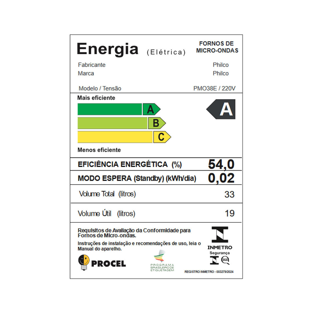 Micro-ondas 33L Philco Limpa Fácil PMO38E 1400W