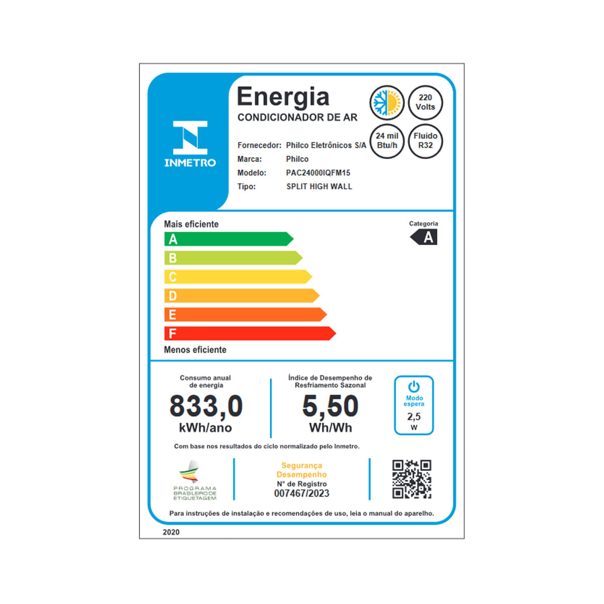 Ar-Condicionado 24000 BTU/h Philco Quente/frio PAC24000IQFM15