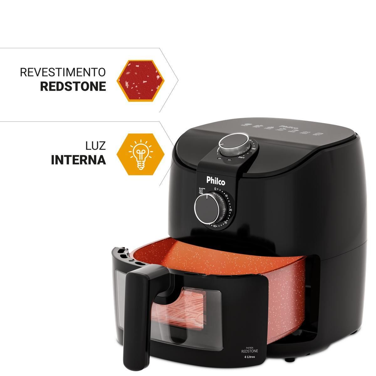 Air Fryer Philco 4L Revestimento Redstone 1500W PAF40A