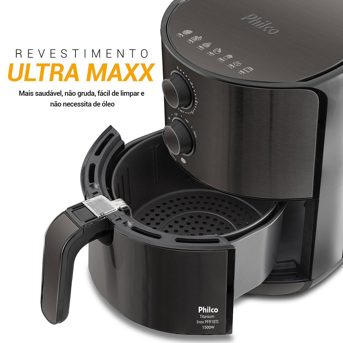 Air Fryer Philco 4,6L 1500W Titanium Inox PFR18TI