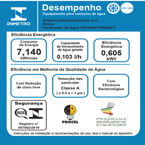 Purificador de Água Philco PBE04BF Àgua Natural e Gelada