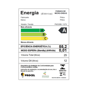 Micro-ondas 25L Philco Receitas Pré-programadas 1100W PMO28B