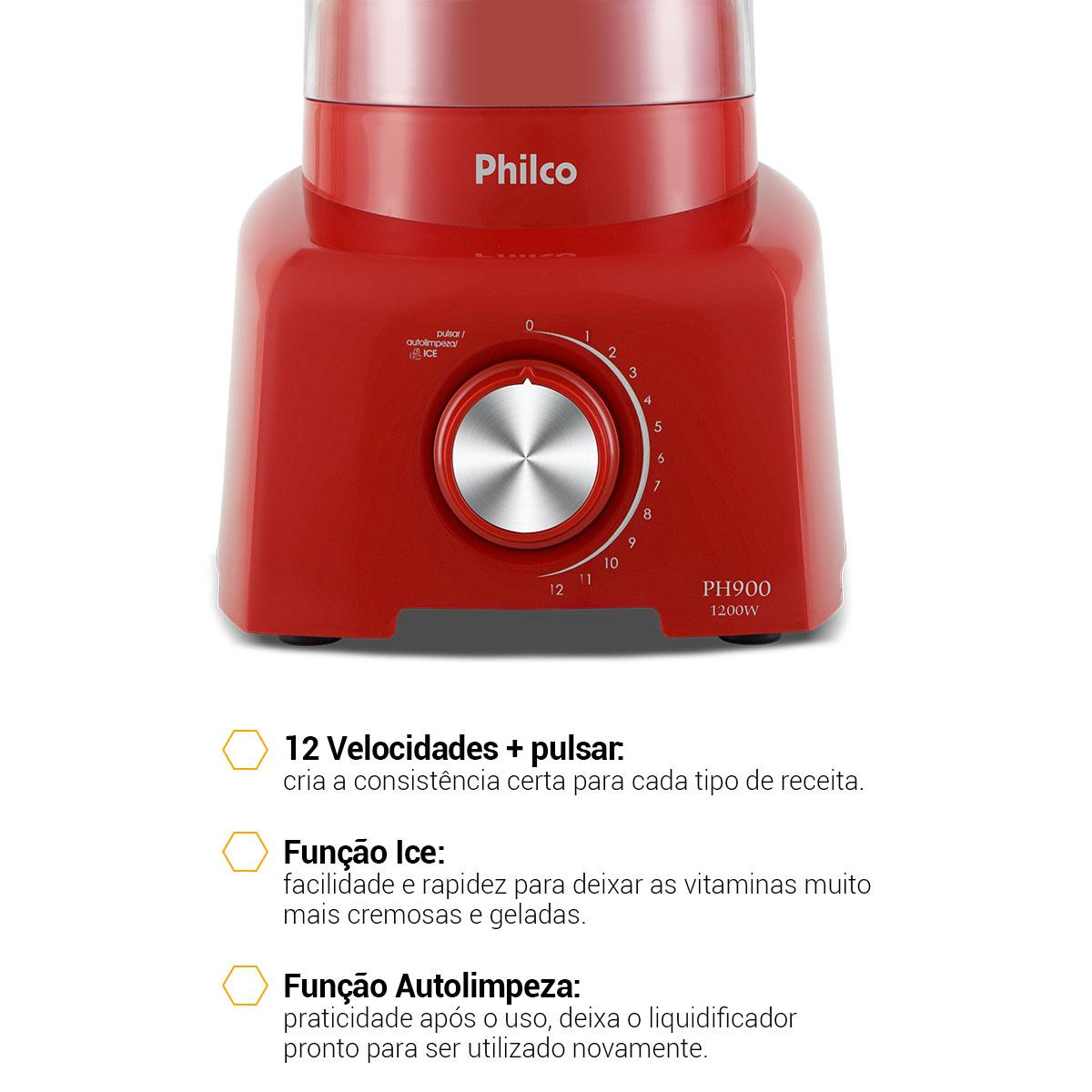 Liquidificador Philco PH900 Vermelho 1200W